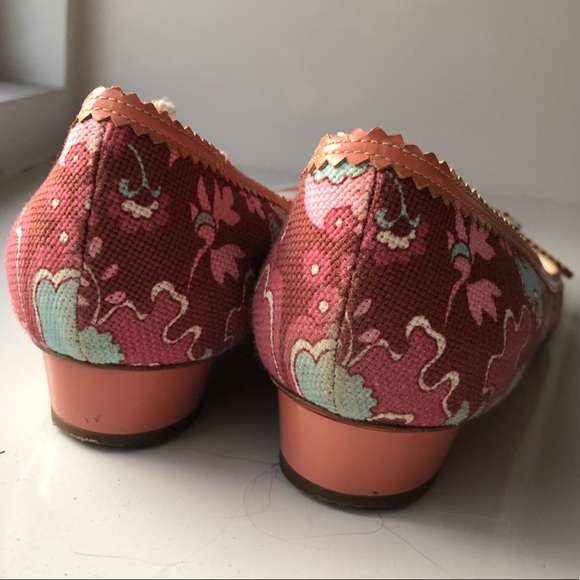 Casadei Floral Print Canvas & Leather Trim Flats 9 - Picture 5 of 7